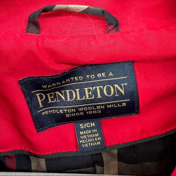 Pendleton Womens S Waterproof Belted Trench Jacket Red Longline Plaid Lined - Picture 3 of 13